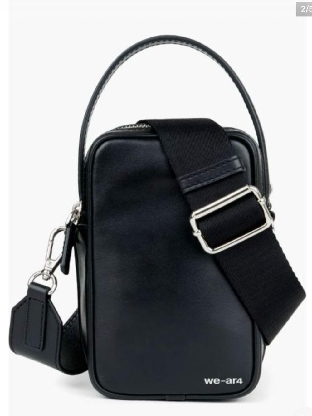 NWT WE-AR4 Black Leather Crossbody Phone Bag - Minimal Carry